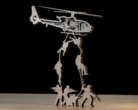 Military Helicopters Soldiers layered-art product photo