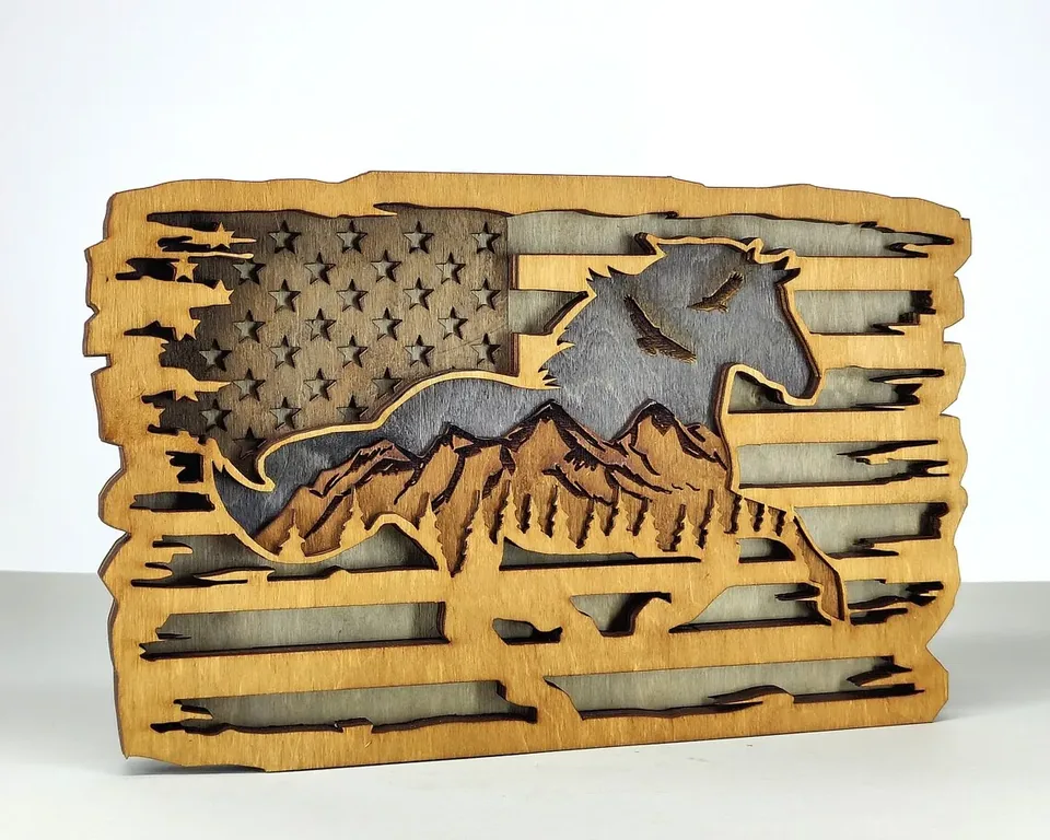 Flag With Horse multi layered wall art