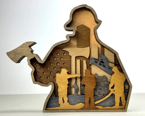 Fireman layered-art product photo