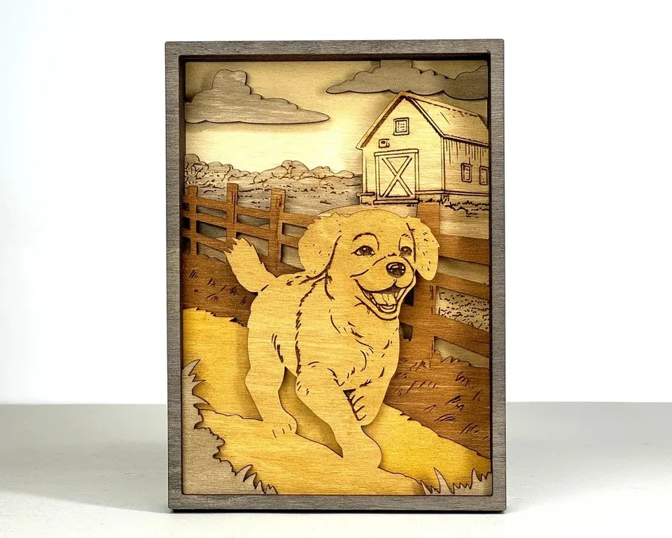 Puppy multi layered wall art