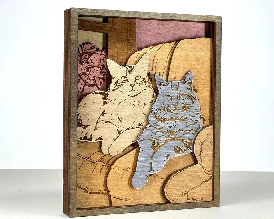 Cats multi layered wall art