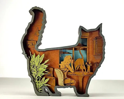 Cat layered-art product photo