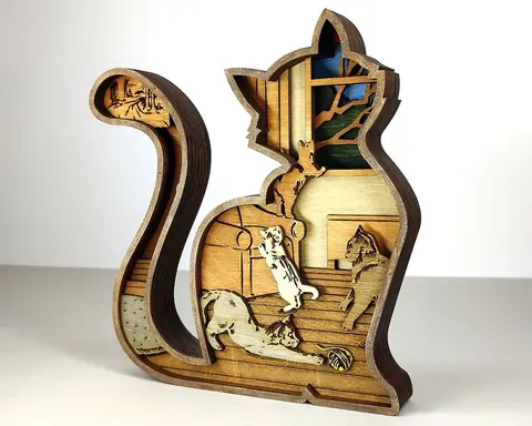 Cat layered-art product photo