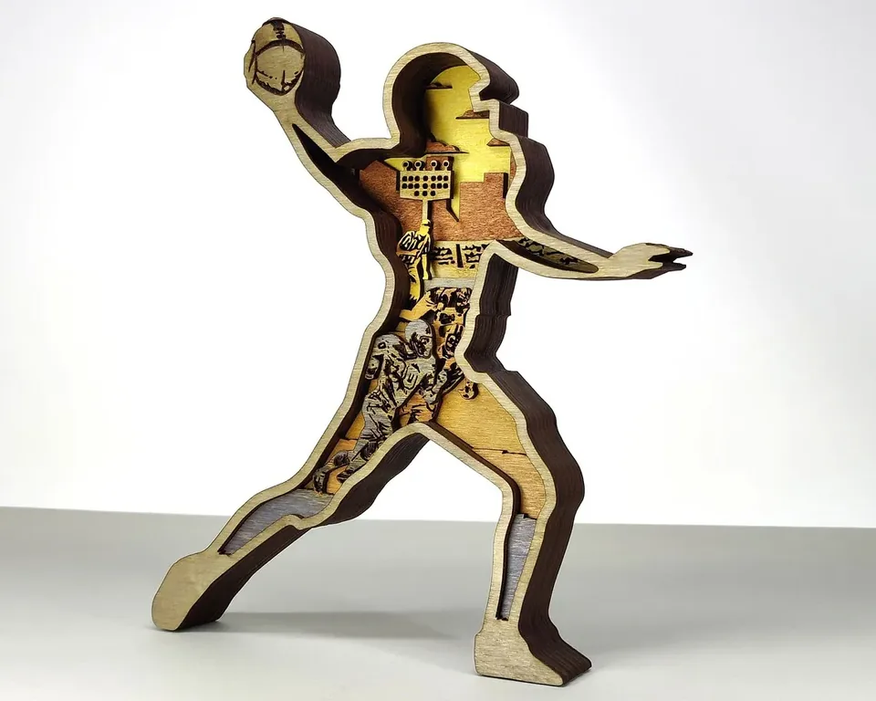 American Football Player multi layered wall art