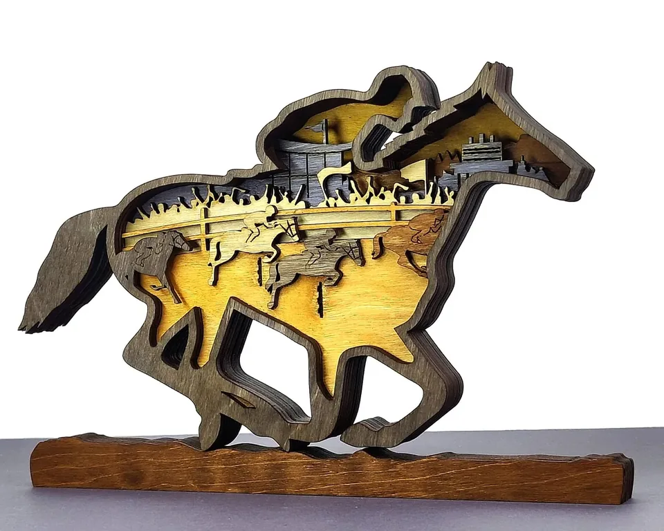 Horse Racing multi layered wall art