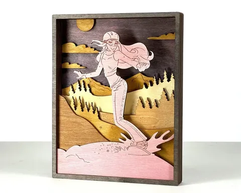 Snowboarding Girl layered-art product photo