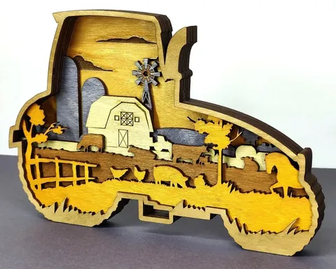 Tractor layered-art product photo