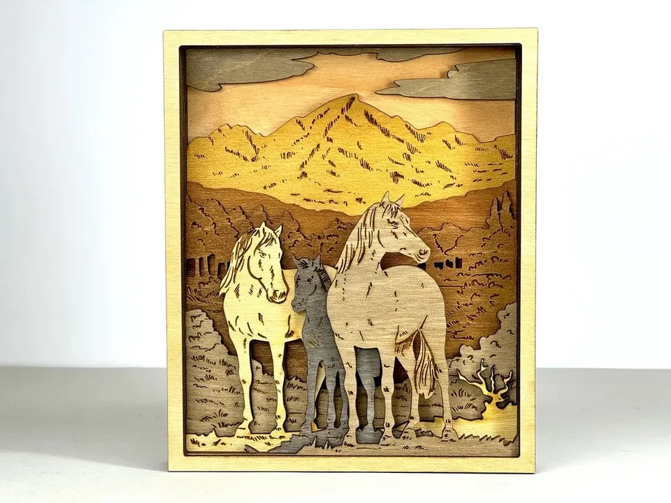 Horses multi layered wall art