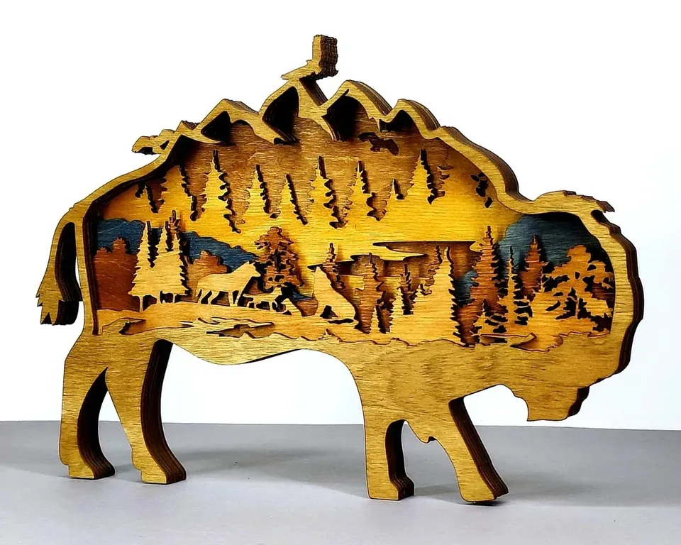 Bison multi layered wall art