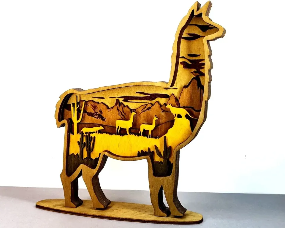 Llama multi layered wall art