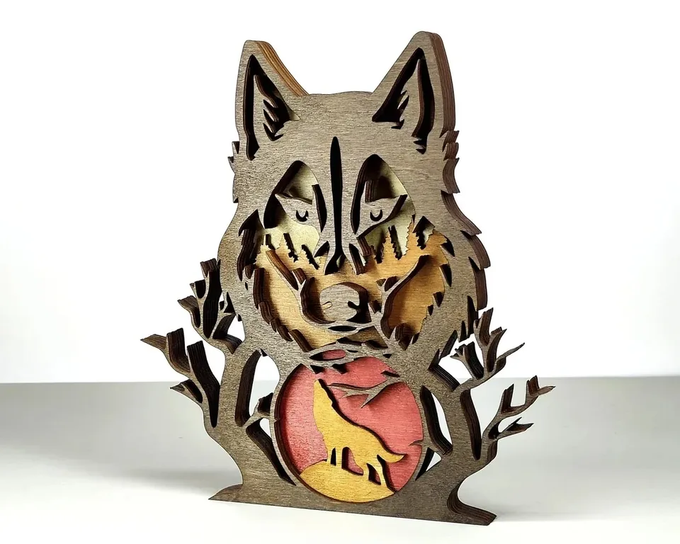 Wolf multi layered wall art