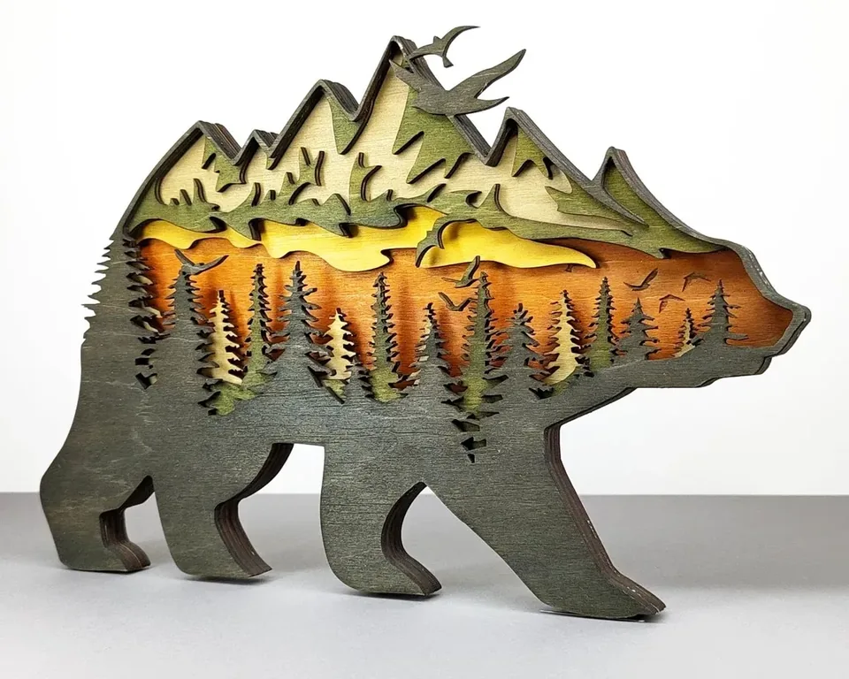 Bear multi layered wall art