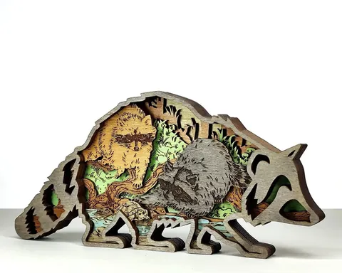 Raccoon layered-art product photo