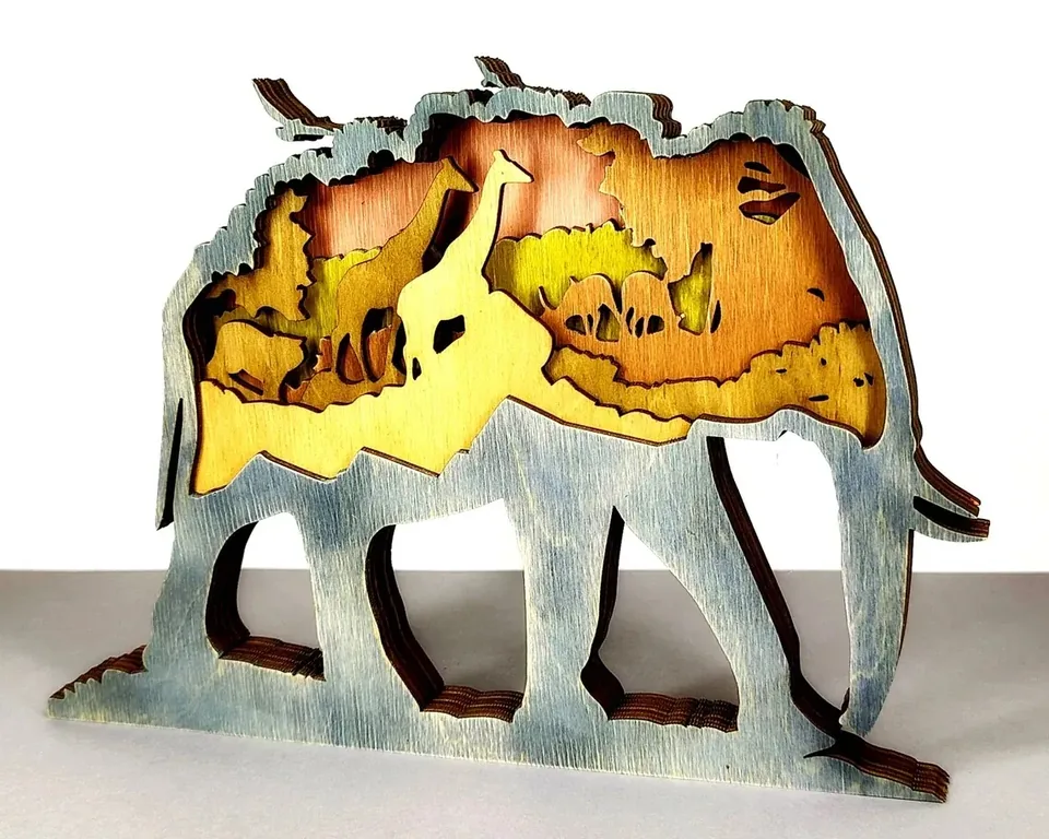 Elephant multi layered wall art