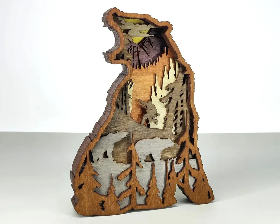 Bear multi layered wall art
