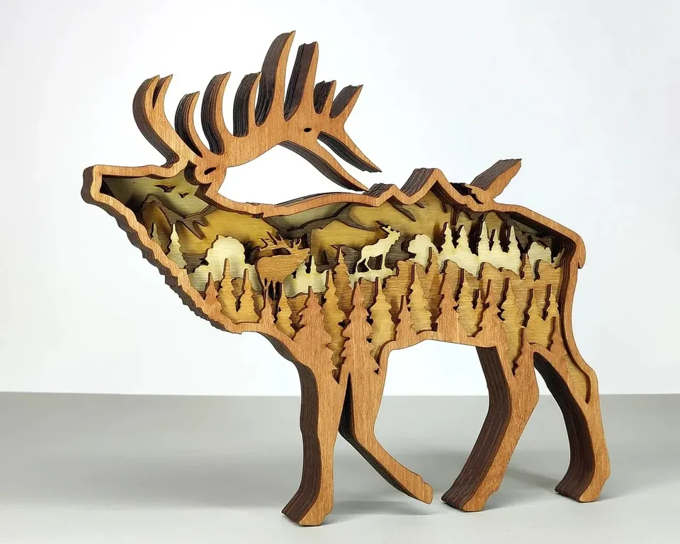 Elk multi layered wall art