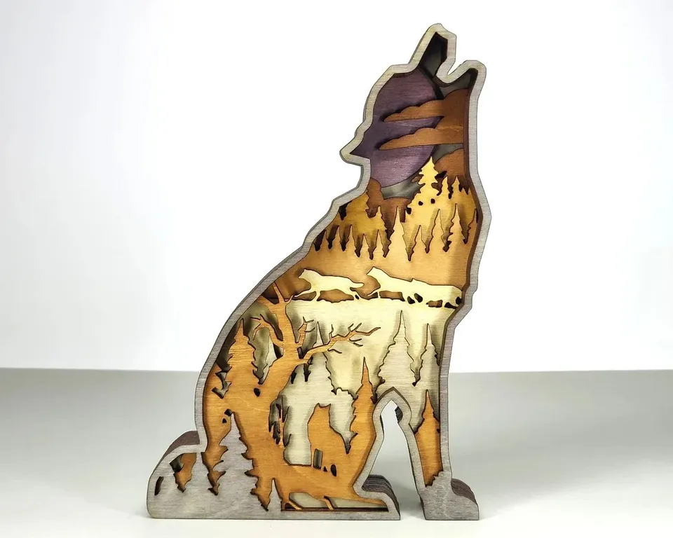 Wolf multi layered wall art