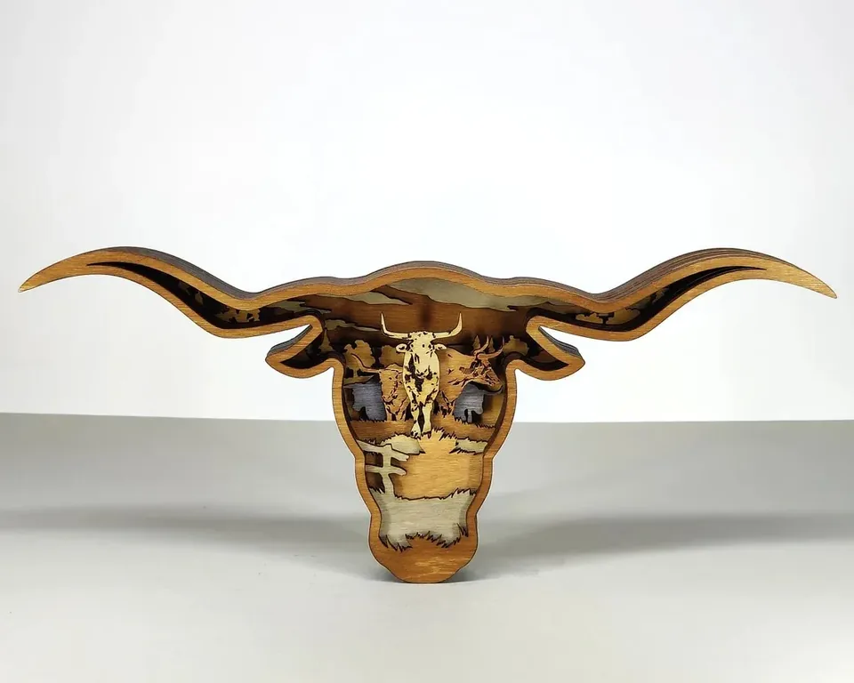 Longhorn multi layered wall art
