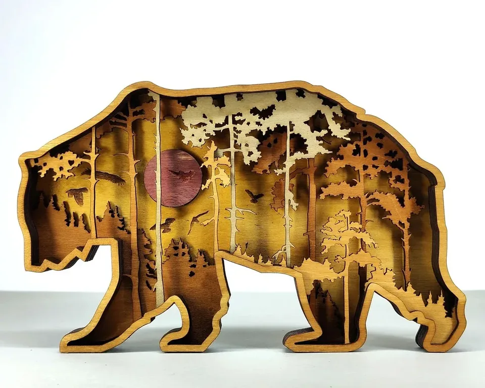 Bear multi layered wall art