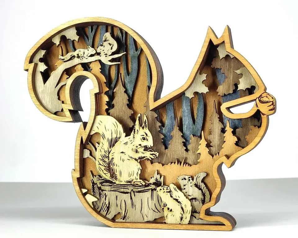 Squirrel multi layered wall art