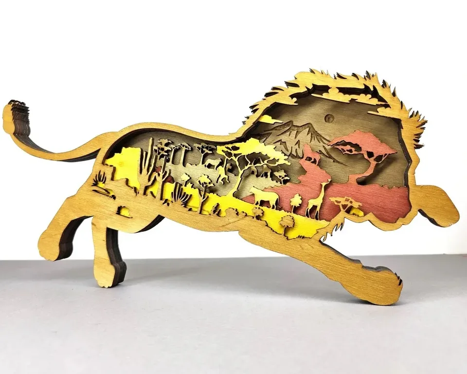 Lion multi layered wall art