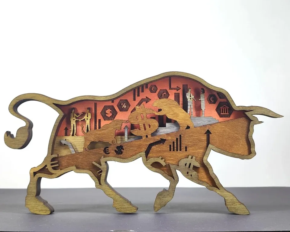 Bull Bear multi layered wall art