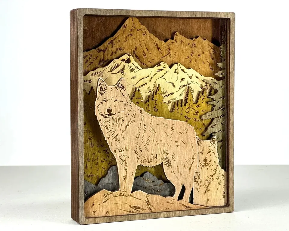 Wolves multi layered wall art
